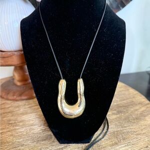 2 necklaces Gold Horseshoe Pendant and silver Drop - Never Worn  -Scroll pics